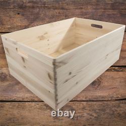 Choice of Stackable Plain Pine Wood Open Boxes Crates Handles / Small to X-Large