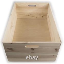 Choice of Stackable Plain Pine Wood Open Boxes Crates Handles / Small to X-Large