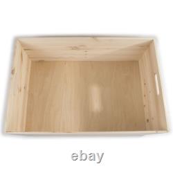 Choice of Stackable Plain Pine Wood Open Boxes Crates Handles / Small to X-Large