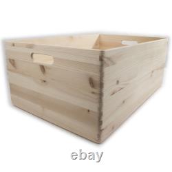 Choice of Stackable Plain Pine Wood Open Boxes Crates Handles / Small to X-Large