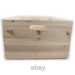 Choice of Stackable Plain Pine Wood Open Boxes Crates Handles / Small to X-Large