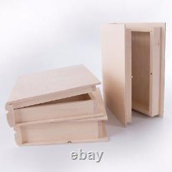 Choice of Wooden Book Shaped Lockable Trinket Boxes /Plain Wood /Decoupage Craft