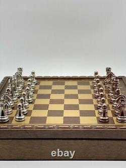 Clasic Metal Chess Pieces Boxed Solid Wooden Chess Set, Boxed Wooden Chess Set