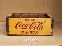 Coca-Cola Wooden Box Antique Case Set Delivery Yellow Vintage From Japan RARE