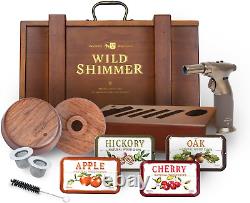 Cocktail Smoker Kit by Whiskey Smoking Set with Torch, Wooden Box & 4 Natural