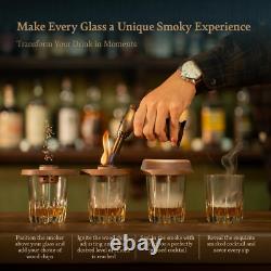 Cocktail Smoker Kit by Whiskey Smoking Set with Torch, Wooden Box & 4 Natural