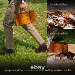 Cocktail Smoker Kit by Whiskey Smoking Set with Torch, Wooden Box & 4 Natural