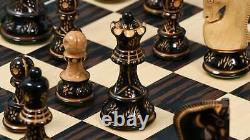 Combo of Chess Pieces in Burnt & Natural Box Wood- 3.75 with Wooden chess Board