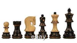 Combo of Chess Pieces in Burnt & Natural Box Wood- 3.75 with Wooden chess Board
