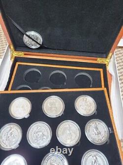 Complete Set 2oz Queens Beast X 11 Silver Coins 999 Wooden Presentation Box
