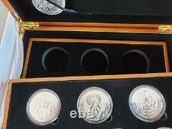 Complete Set 2oz Queens Beast X 11 Silver Coins 999 Wooden Presentation Box