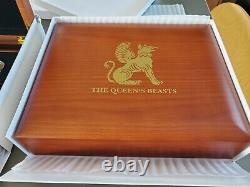 Complete Set 2oz Queens Beast X 11 Silver Coins 999 Wooden Presentation Box