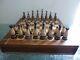 Contemporary Wood & Metal Chess Set In Inlaid Wooden Storage Box/board 1 Drawer