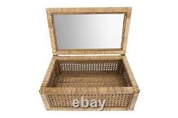 Creative Co-Op Cane and Rattan Display Boxes with Glass Lid Set of 2