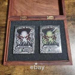 Cthulhu Mythos 2 Deck Set in Hand Carved Wooden Box Limited Ed Playing Cards