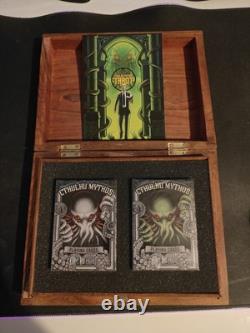 Cthulhu Mythos 2 Deck Set in Hand Carved Wooden Box Limited Ed Playing Cards