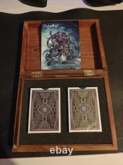 Cthulhu Mythos 2 Deck Set in Hand Carved Wooden Box Limited Ed Playing Cards
