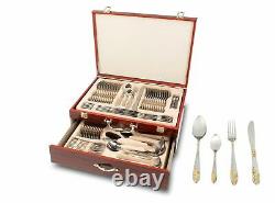 Cutlery- 86-pcs Set-luxury-stainless-steel-18-10gold-&-silver-in-wooden-box044