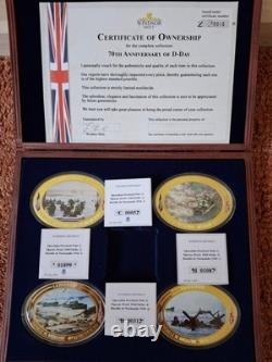 D-DAY 70th ANNIVERSARY COLLECTION 4 GOLD PLATED PROOF MEDAL SET Wooden Box set1