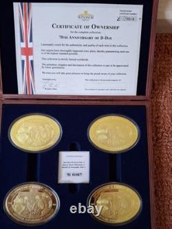 D-DAY 70th ANNIVERSARY COLLECTION 4 GOLD PLATED PROOF MEDAL SET Wooden Box set1