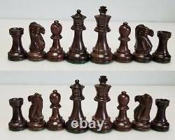 DRUEKE Wooden Weighted Chess Men Set 32 Pieces & Wood Box, 4-3/8 Tall King