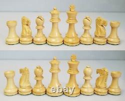 DRUEKE Wooden Weighted Chess Men Set 32 Pieces & Wood Box, 4-3/8 Tall King