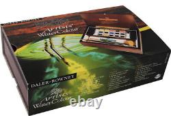 Daler Rowney Artists Watercolour Half Pan Wooden Box Set Free P&P