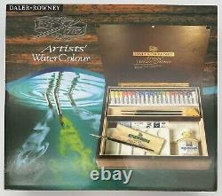 Daler Rowney Artists Watercolour Set 20 Tubes In Large Wooden Storage Box