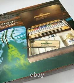 Daler Rowney Artists Watercolour Set 20 Tubes In Large Wooden Storage Box