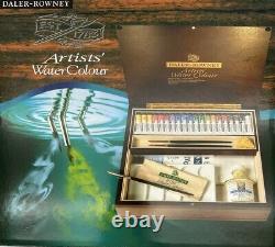 Daler Rowney Artists Watercolour Set 20 Tubes In Large Wooden Storage Box