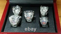 Dallas Cowboys Set of 5 Silver Color Super Bowl Rings With Wooden Display Box