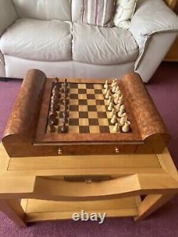 Decorative Chess/Draughts/Backgammon set in veneered wooden box