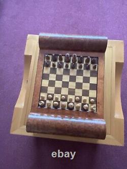 Decorative Chess/Draughts/Backgammon set in veneered wooden box