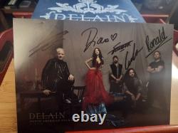 Delain Dark Waters Box Set And Signed Tour Card Wooden Box, Flag, 2 Cd Coasters
