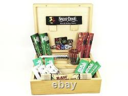 Deluxe Gift Set Large Wooden Smoking Smokers Rolling Box Phone Grinder