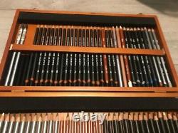Derwent Fine Art Set 72 Coloured Pencils In Wooden Box/ New 4 missing pencils