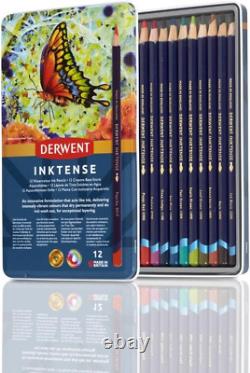 Derwent Inktense Pencils Set, 100 Watercolour in Tin, Premium Quality, 4mm Core