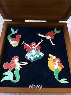 Disney Ariel Little Mermaid Wooden Boxed 5 Pin Set NIB