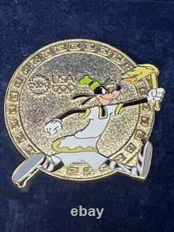 Disney Pins 2004 Olympics Goofy Gold Medals in Engraved Wooden Box Set of 5