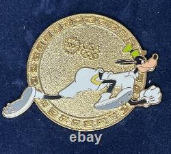 Disney Pins 2004 Olympics Goofy Gold Medals in Engraved Wooden Box Set of 5