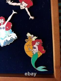 Disney Princess Ariel Seahorse Flounder Little Mermaid Wooden Boxed LE Pin Set