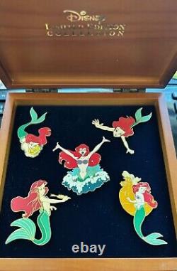 Disney The Little Mermaid Princess Ariel Wooden Box Boxed LE Pin Set 2004