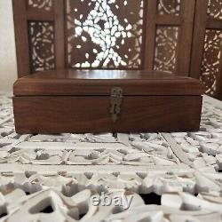 Domino Set in Stunning Custom Handcrafted Wooden Box Vintage Woodwork Tile Game