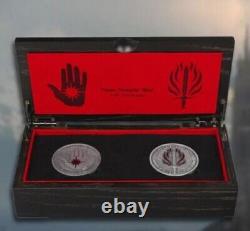 Dragon Age Mage Templar War Coin Set Metal Zinc Alloy 2 coins Wooden Box Figure