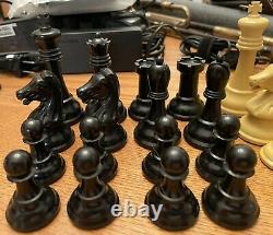 Drueke Simulated Wood Chess Set No. 35 in Original Box 40oz Wt (all Pieces)