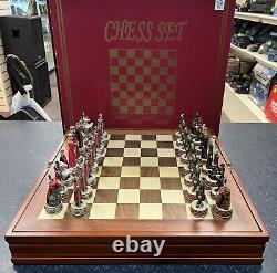 ENGLAND VS SCOTLAND Handpainted Chess Set with Wooden Chessboard & Box. MC 84414