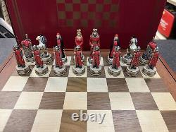 ENGLAND VS SCOTLAND Handpainted Chess Set with Wooden Chessboard & Box. MC 84414