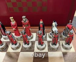 ENGLAND VS SCOTLAND Handpainted Chess Set with Wooden Chessboard & Box. MC 84414