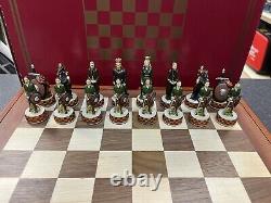 ENGLAND VS SCOTLAND Handpainted Chess Set with Wooden Chessboard & Box. MC 84414