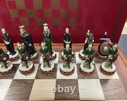 ENGLAND VS SCOTLAND Handpainted Chess Set with Wooden Chessboard & Box. MC 84414